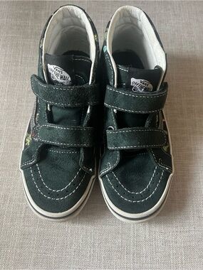 Vans Dark Green sneakers, Kids 3, dinosaur Velcro High-Top skater streetwear